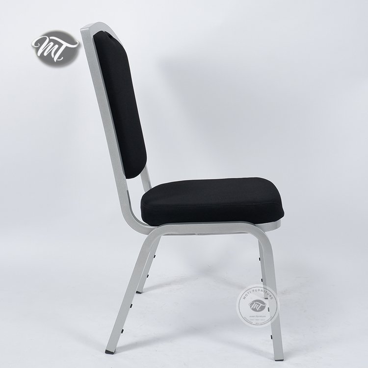Stacking Black Banquet Chair with Square Back Upholstery - Image 5
