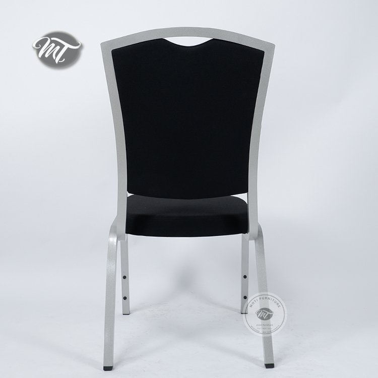Stacking Black Banquet Chair with Square Back Upholstery - Image 6