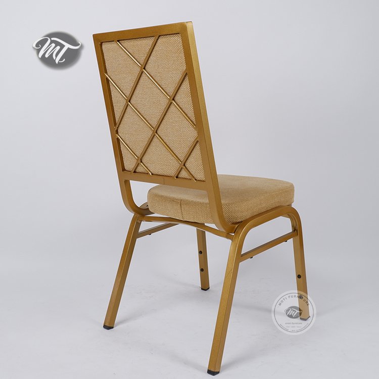 Gold Banquet Chair with Diamond Cross Back Design
