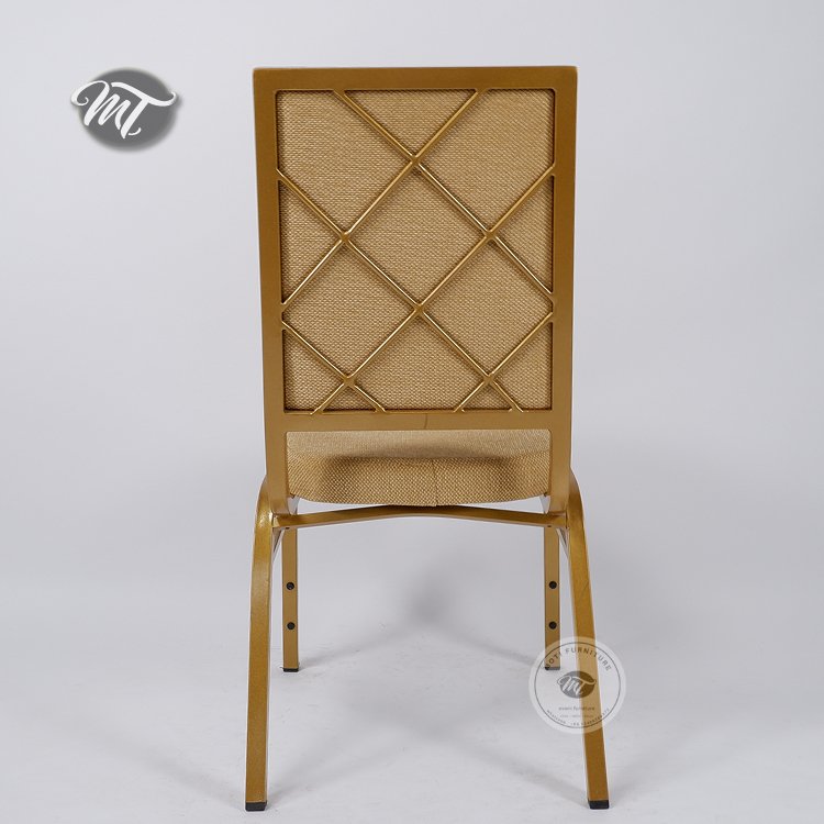 Gold Banquet Chair with Diamond Cross Back Design - Image 4