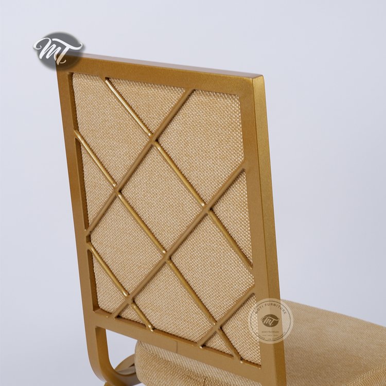 Gold Banquet Chair with Diamond Cross Back Design - Image 5