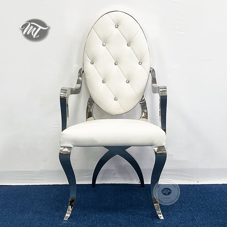 High Back Leather Dining Room Chairs with Arms - Image 2