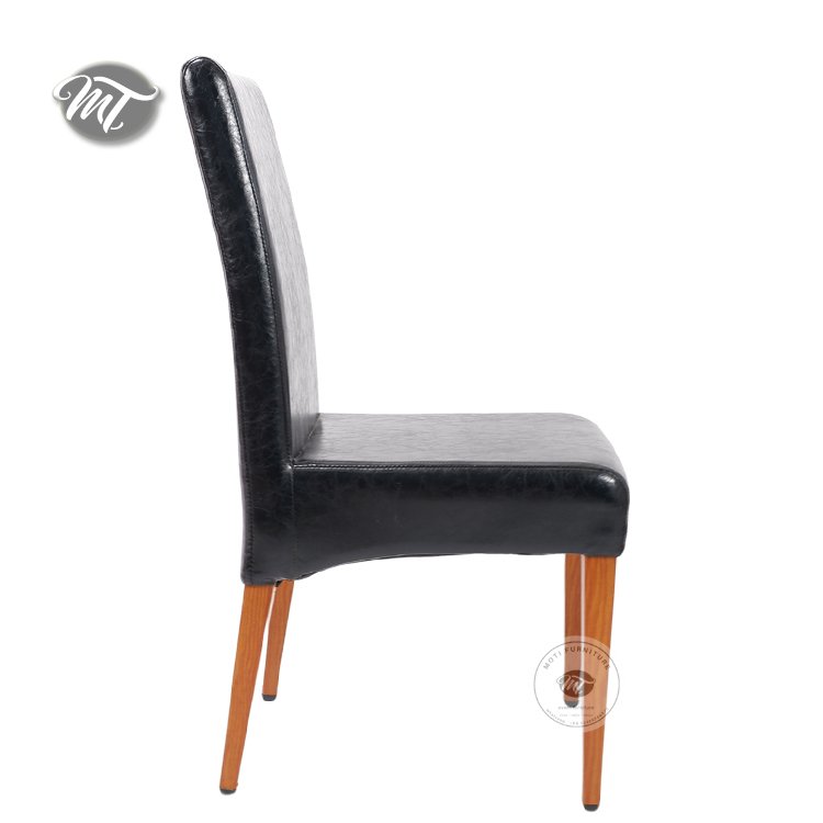 Dining Restaurant Chairs with Black Leather Seat - Image 4