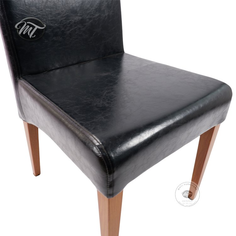 Dining Restaurant Chairs with Black Leather Seat - Image 5
